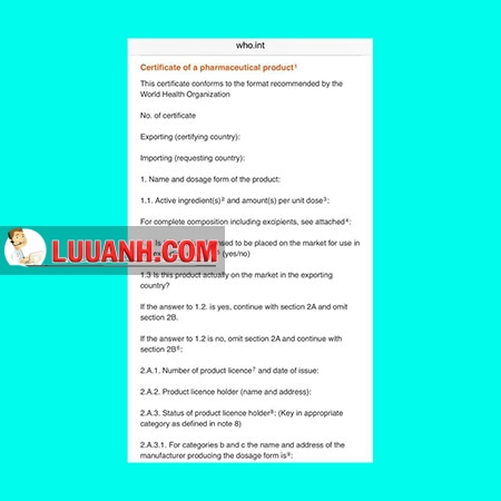 GIẤY CHỨNG NHẬN DƯỢC PHẨM - CPP 1 CPP