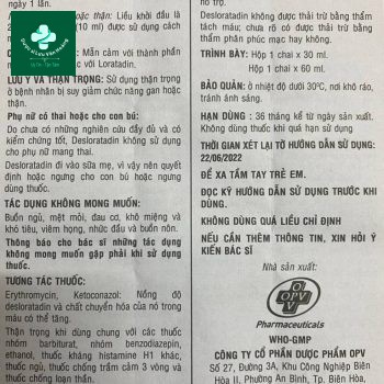 Deslotid Siro 13 Hướng dẫn sử dụng thuốc Deslotid Siro