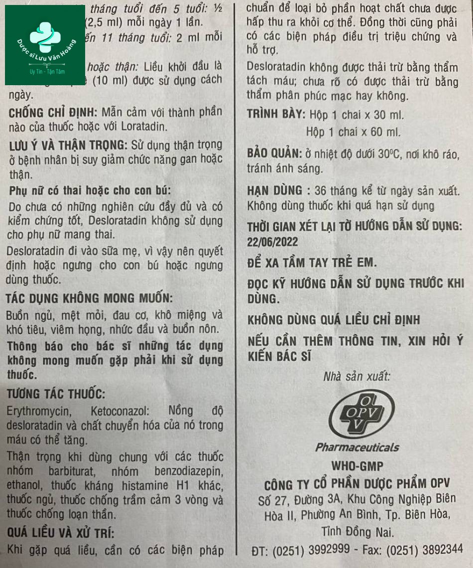Hướng dẫn sử dụng thuốc Deslotid Siro (1) Hướng dẫn sử dụng thuốc Deslotid Siro