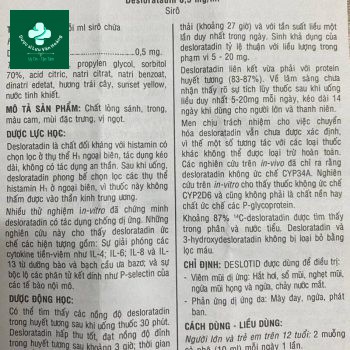 Deslotid Siro 12 Hướng dẫn sử dụng thuốc Deslotid Siro