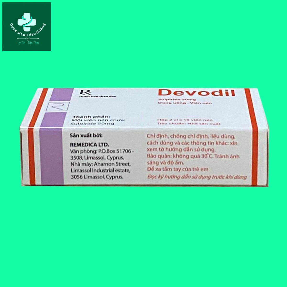 Devodil-50mg-10 Mặt bên hộp thuốc Devodil