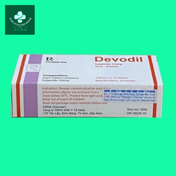 Devodil 10 Mặt bên hộp thuốc Devodil