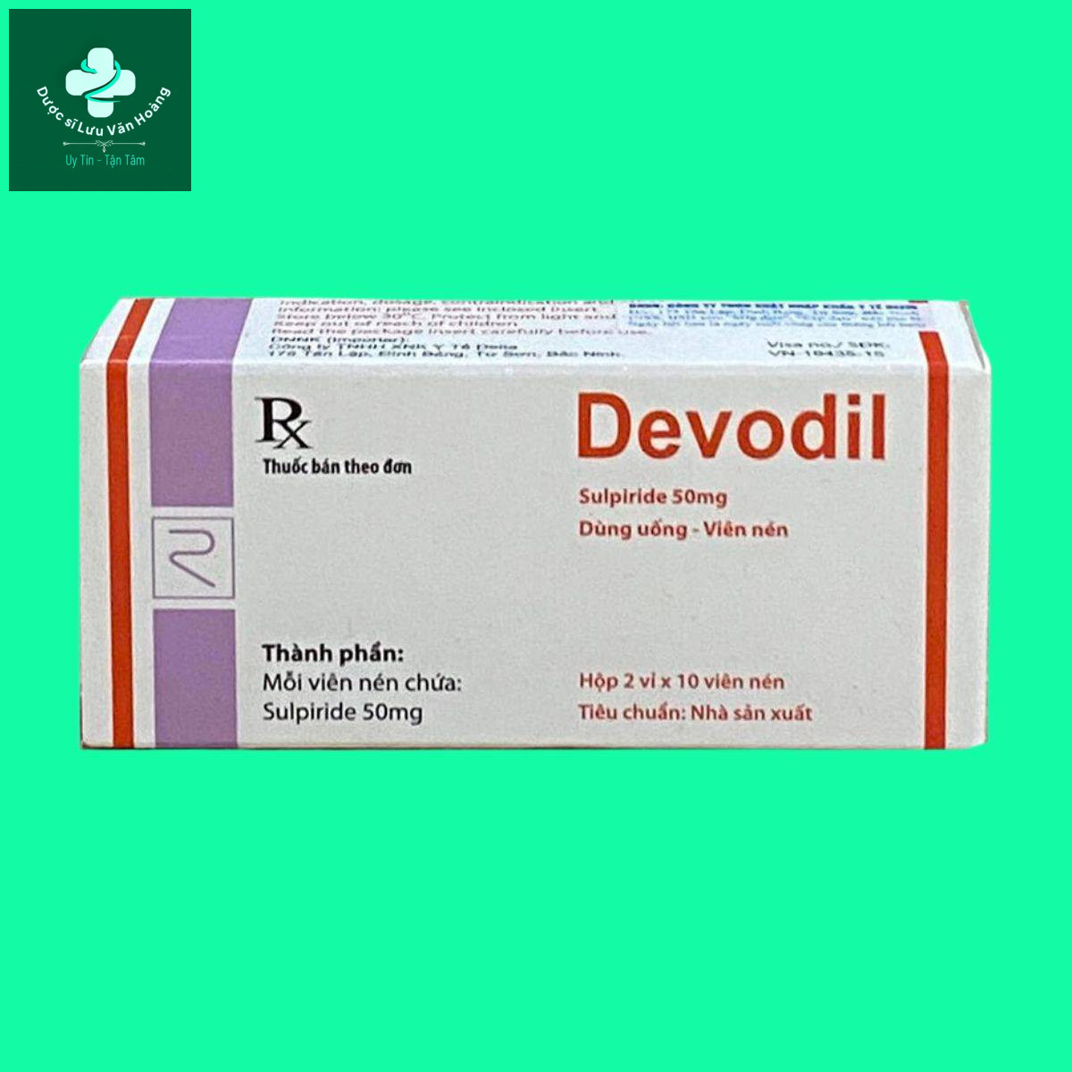 Devodil-50mg-12 Mặt bên chính diện thuốc Devodil