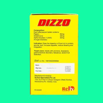 Dizzo - trợ tiêu hóa, giảm đầy hơi, ợ hơi, khó tiêu