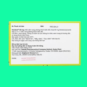 Dexilant 60mg Takeda điều trị bệnh trào ngược dạ dày thực quản