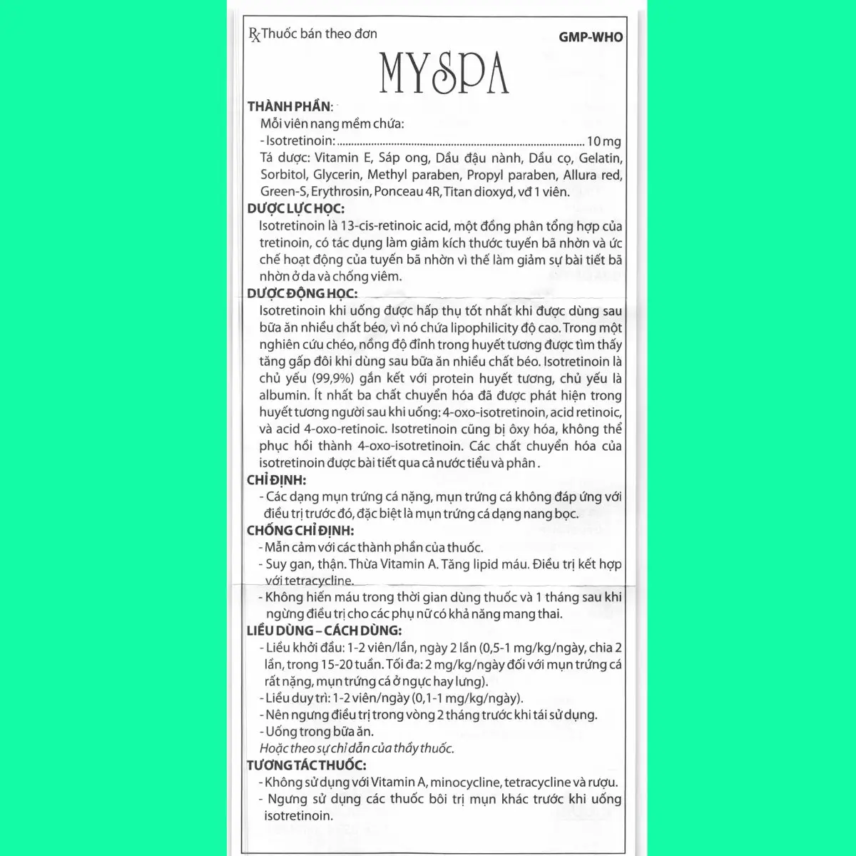 Myspa-10mg-12 Tờ hướng dẫn sử dụng Myspa