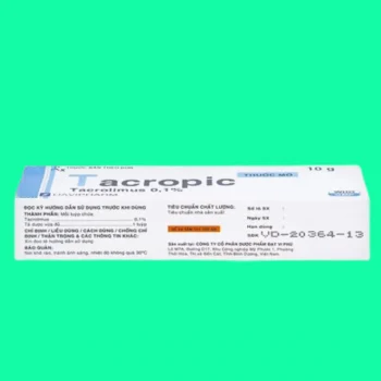 Mặt bên của tuýp thuốc Tacropic