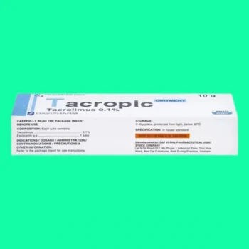 Mặt bên của tuýp thuốc Tacropic