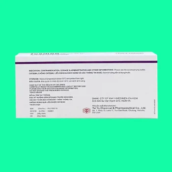 Tesmon 5 Mặt sau hộp thuốc Tesmon Injection