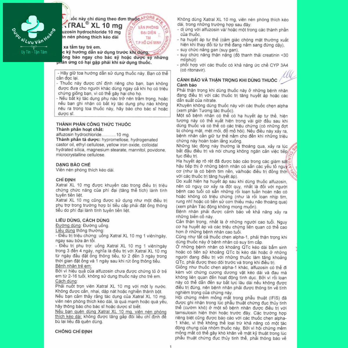 Xatral-Xl-10mg-14 HDSD Thuốc Xatral Xl 10mg