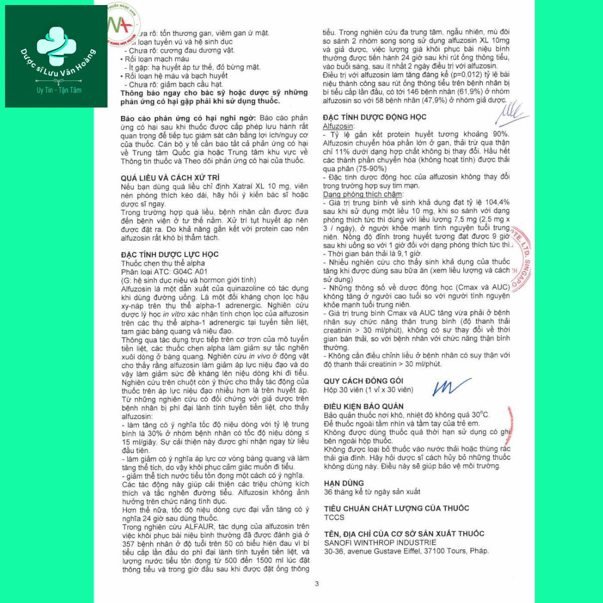 Xatral-Xl-10mg-16 HDSD Thuốc Xatral Xl 10mg