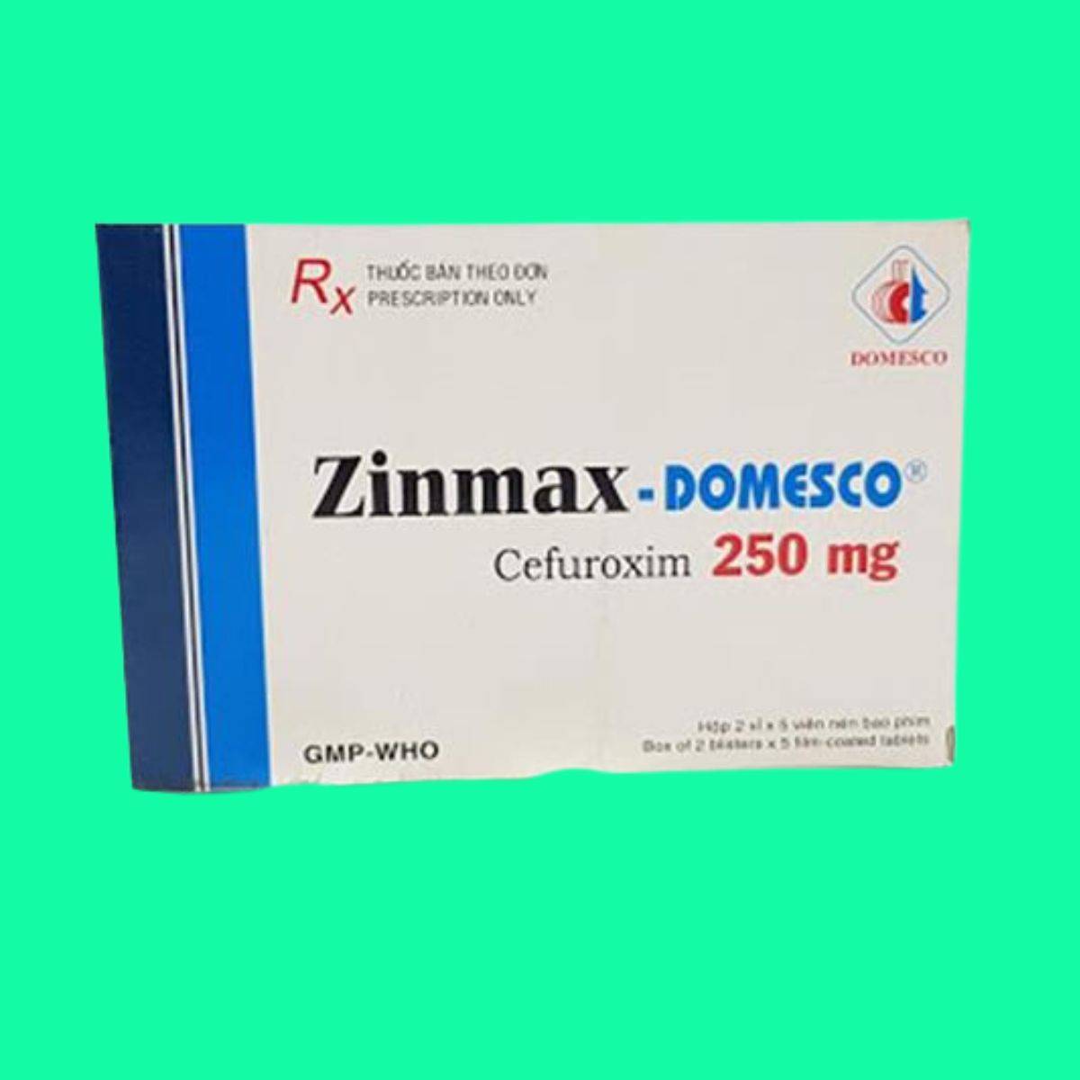 Zinmax-Domesco-250-4 Mặt trước hộp thuốc Zinmax - Domesco 250mg