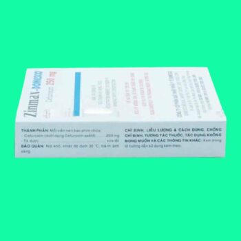 Zinmax Domesco 7 Mặt sau hộp thuốc Zinmax - Domesco 250mg
