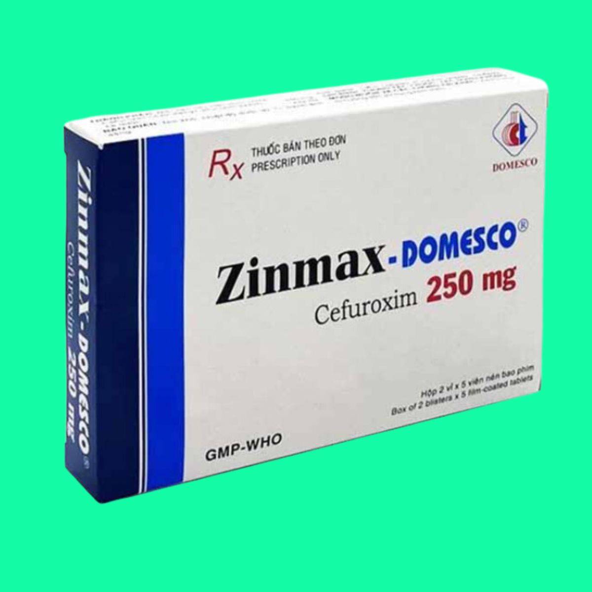 Zinmax-Domesco-250-8 Mặt bên hộp thuốc Zinmax - Domesco 250mg