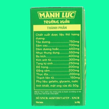 Mãnh Lực Trường xuân 4 Viên uống Mãnh Lực Trường xuân