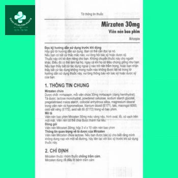 Thuốc Mirzaten 30mg hdsd