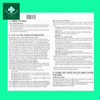 Thuốc Mirzaten 30mg hdsd