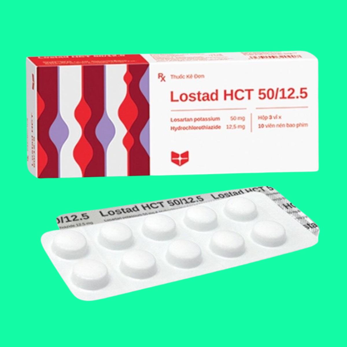 Lostad HCT 50-12,5mg (1) Lostad HCT 50/12.5mg điều trị tăng huyết áp
