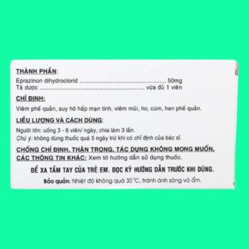 Eprazinon 50mg 1 Thuốc Eprazinon có tác dụng gì?