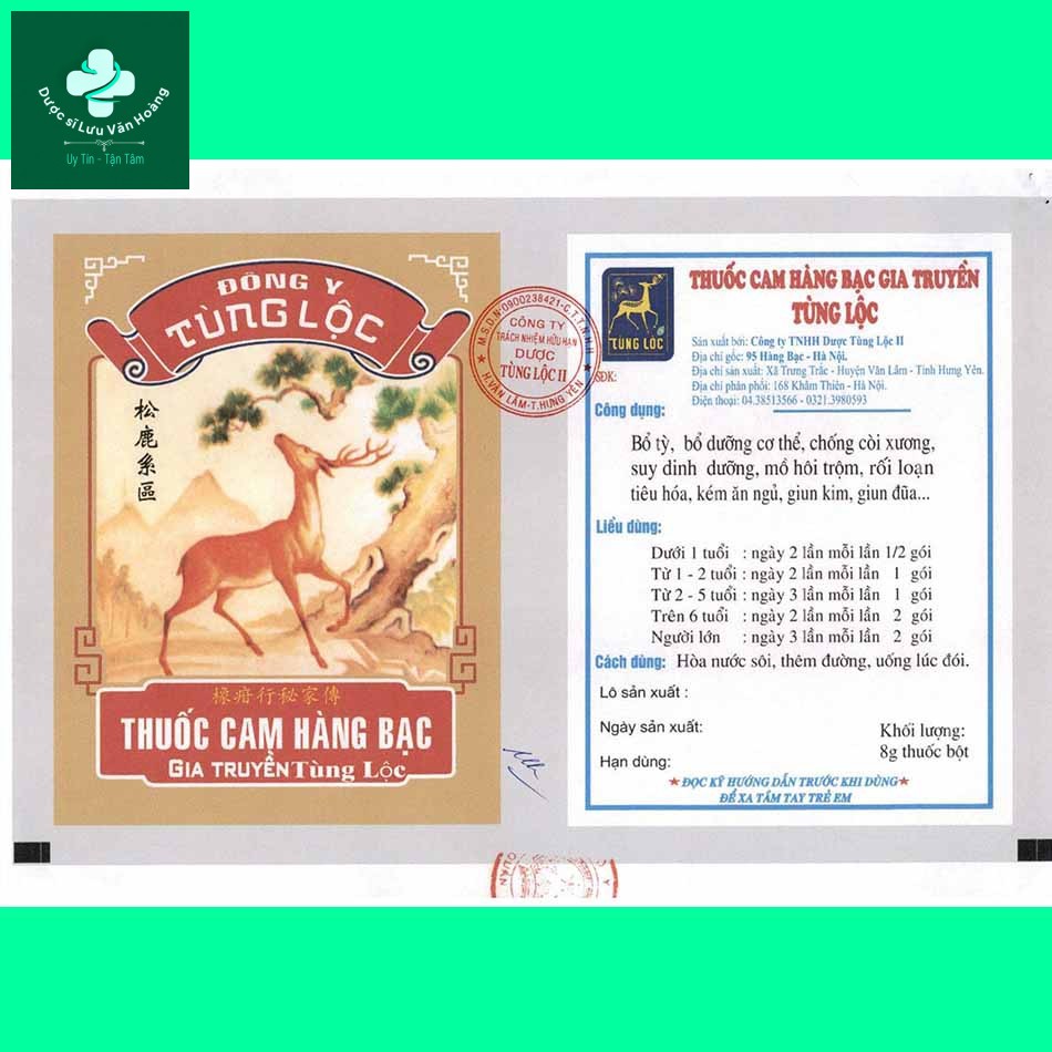Cam Hàng Bạc Tùng Lộc 7 Nhãn thuốc Cam Hàng Bạc Tùng Lộc