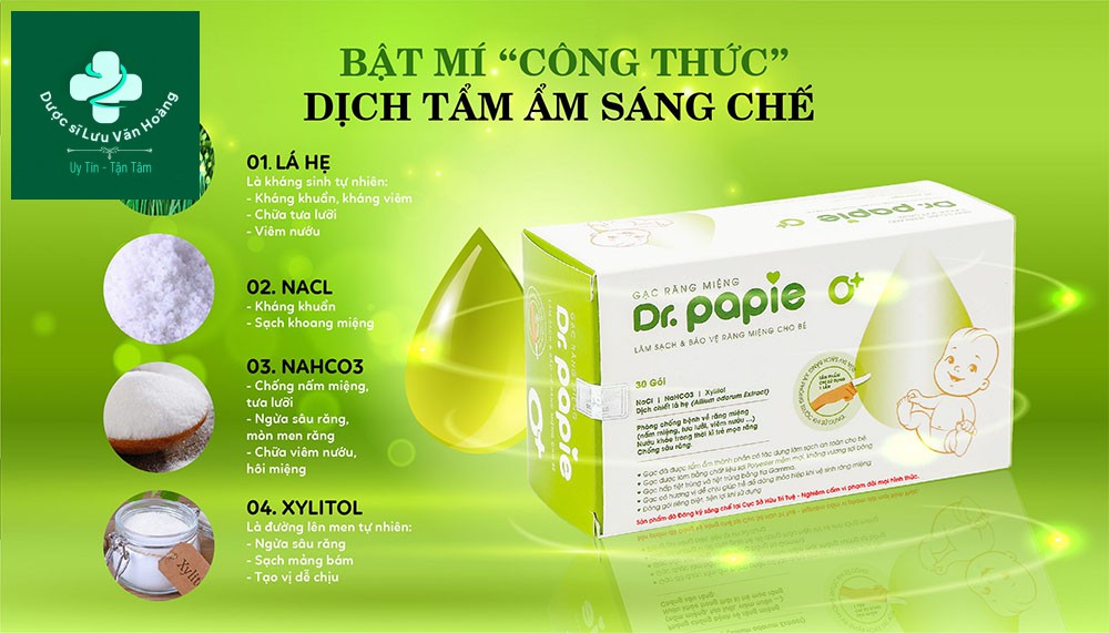 Gạc rơ lưỡi cho trẻ sơ sinh Dr Papie