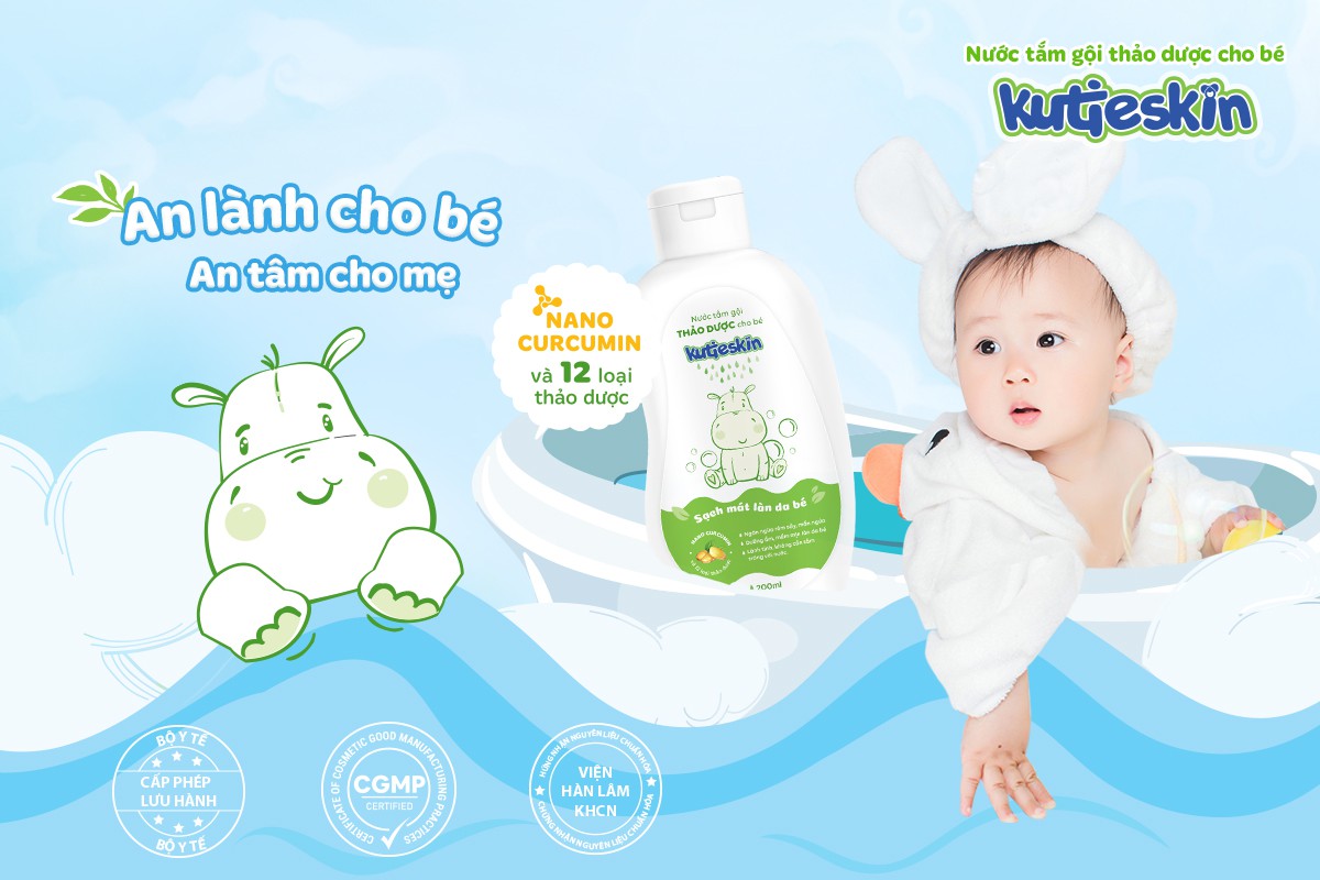 Nước tắm gội thảo dược cho bé Kutieskin 15 Nước tắm gội thảo dược cho bé Kutieskin - nhẹ dịu với làn da bé