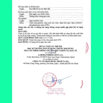 Tờ hướng dẫn sử dụng của thuốc Levistel 40