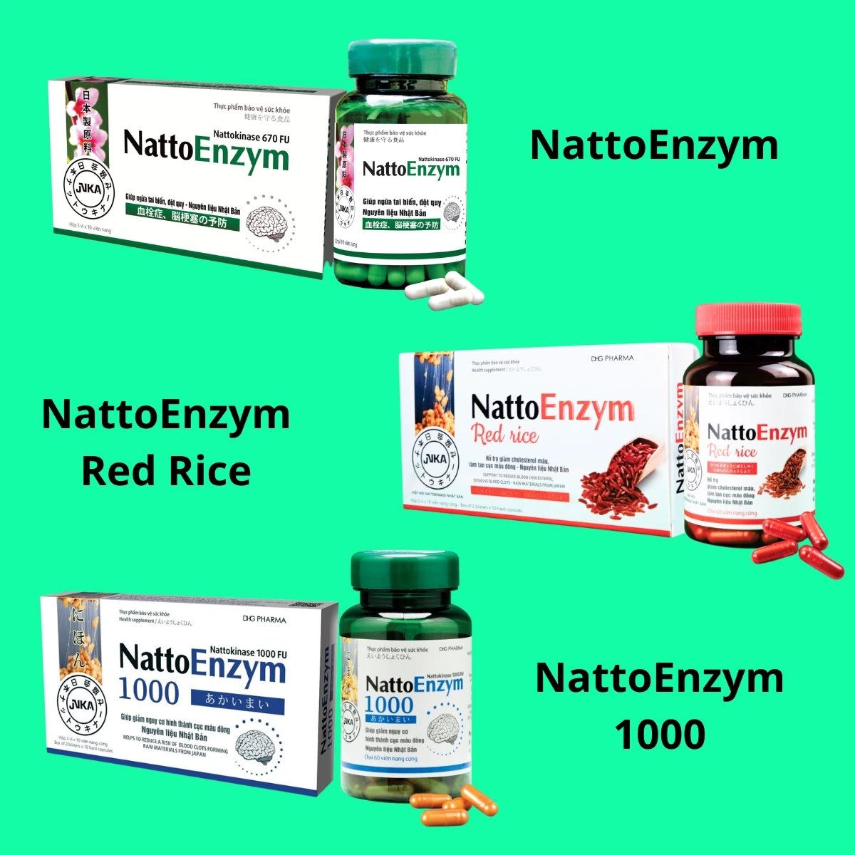 Phân biệt NattoEnzym, NattoEnzym Red Rice và NattoEnzym 1000 DHG