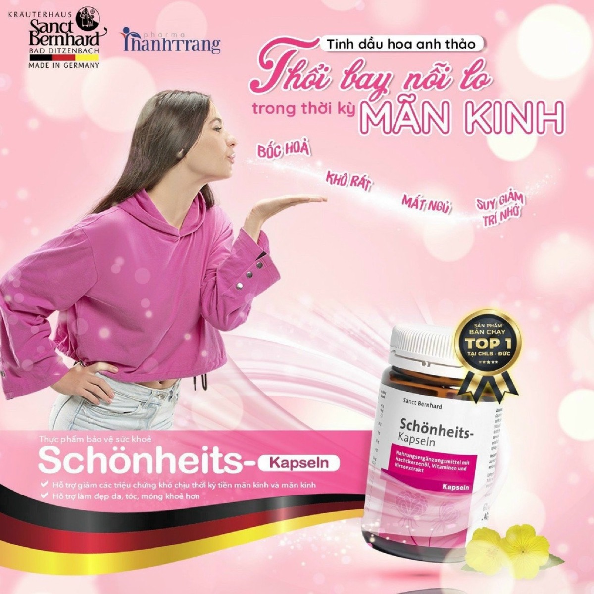 Tinh dầu hoa anh thảo Schonheits Kapseln