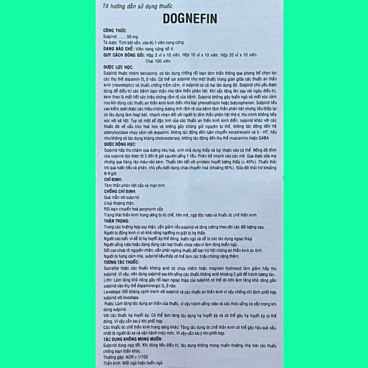 dognefin-13 Thuốc Dognefin Sulpiride 50mg