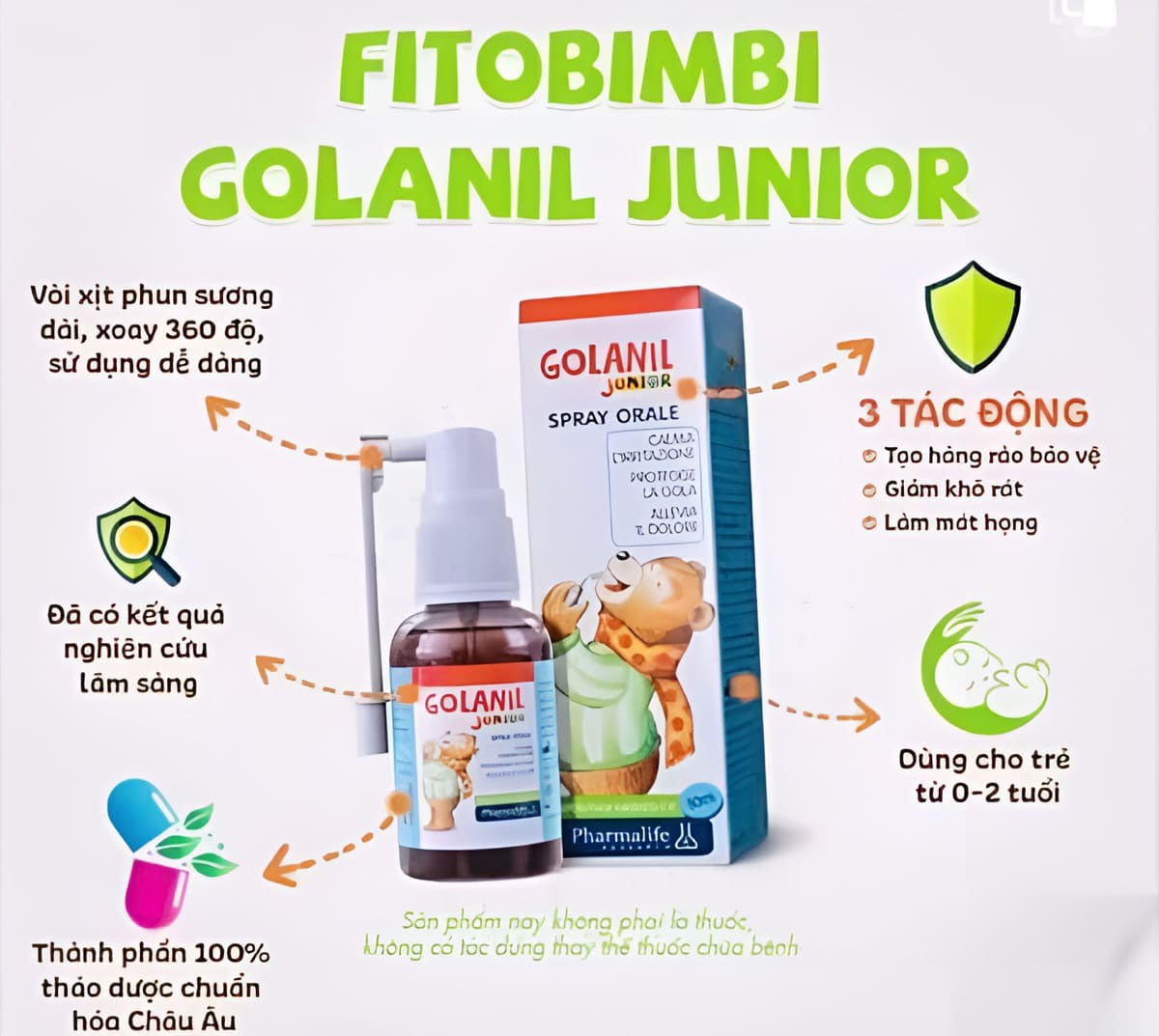 Xịt họng Golanil Junior 25 Xịt họng Golanil Junior