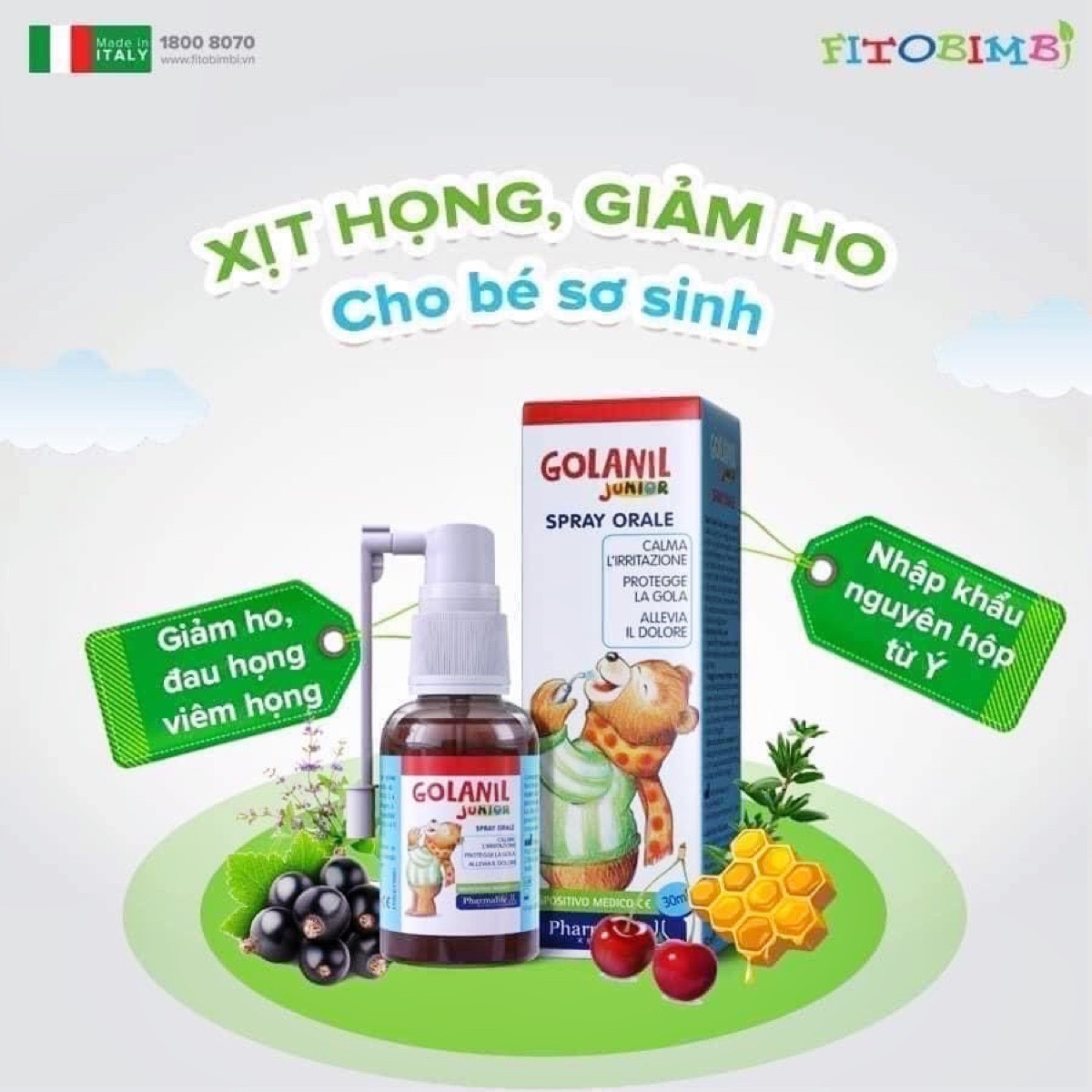 Xịt họng Golanil Junior 24 Xịt họng Golanil Junior