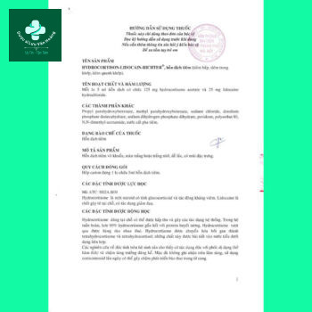 Hydrocortison-Lidocain-Richter 12 Thuốc tiêm Hydrocortison - Lidocain -Richter