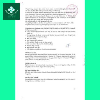 Hydrocortison-Lidocain-Richter 14 Thuốc tiêm Hydrocortison - Lidocain -Richter