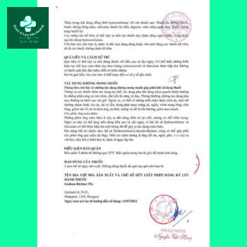 Hydrocortison-Lidocain-Richter 15 Thuốc tiêm Hydrocortison - Lidocain -Richter