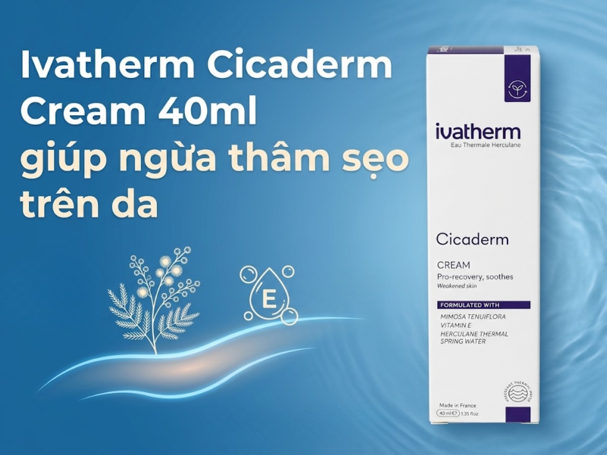 Thuốc Ivatherm Cicaderm Cream 40ml giúp ngừa thâm sẹo trên da