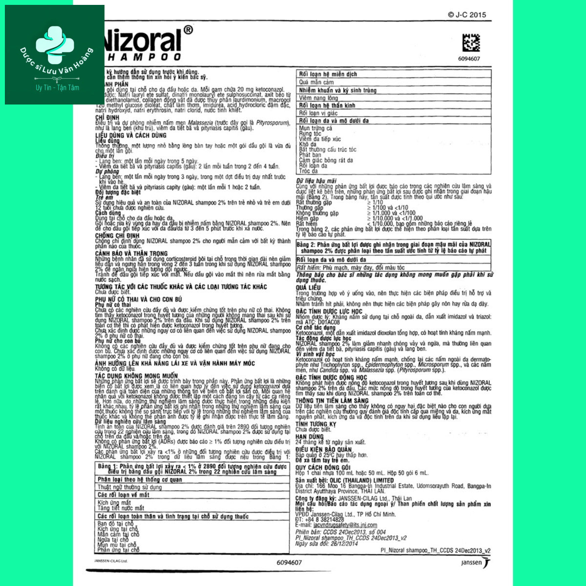nizoral-shampoo-hdsd Dầu gội Nizoral Shampoo 100ml
