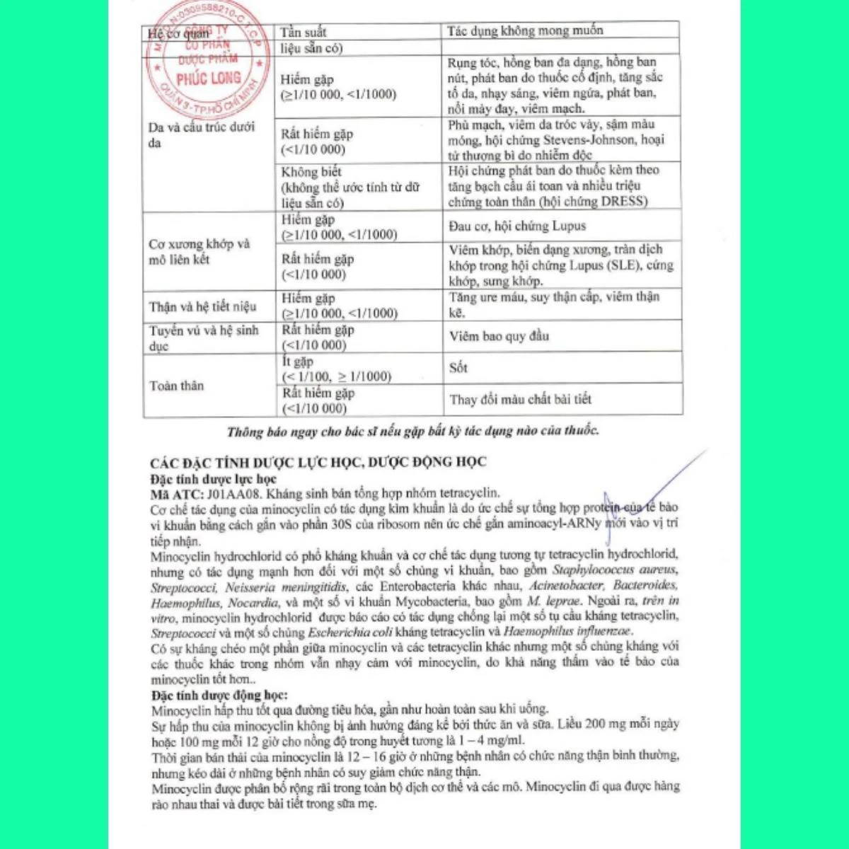 vinocyclin-100-7 Thuốc Vinocyclin 100
