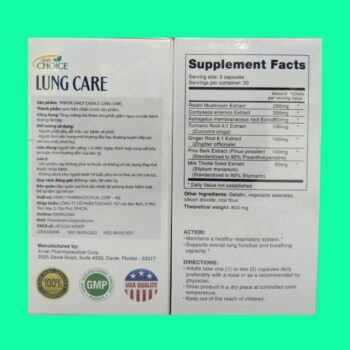 Mặt sau hộp Daily Choice Lung Care