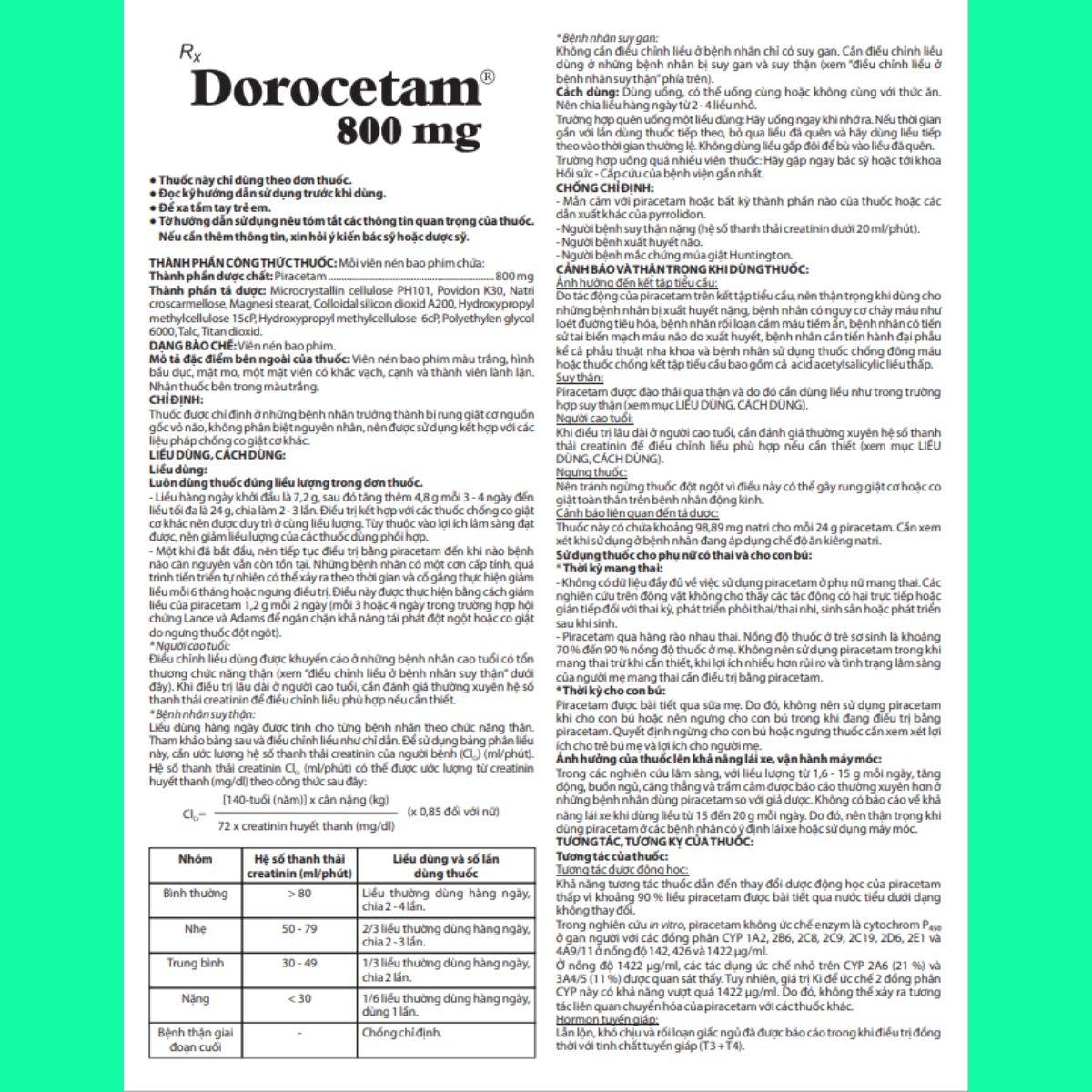 Dorocetam-800mg-5 Thuốc Dorocetam 800mg