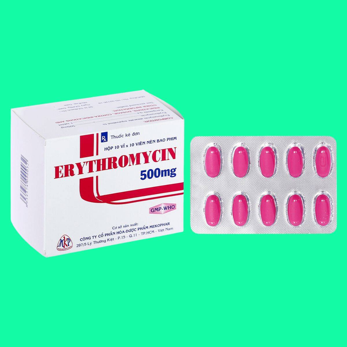 Erythromycin-500mg-Mekophar-1 Thuốc Erythromycin 500mg Mekophar