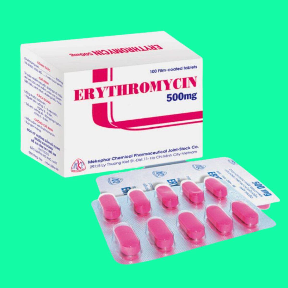 Erythromycin-500mg-Mekophar-10 Thuốc Erythromycin 500mg Mekophar