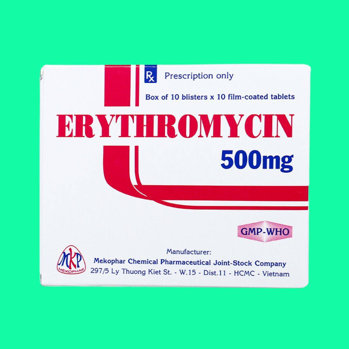 Erythromycin-500mg-Mekophar-2 Thuốc Erythromycin 500mg Mekophar