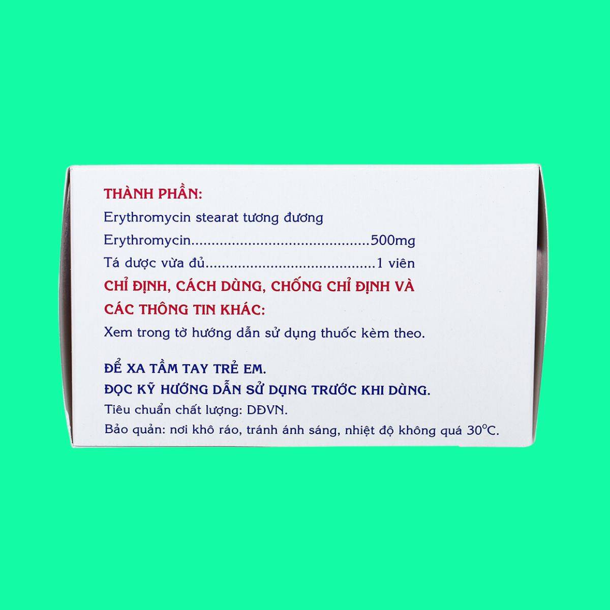Erythromycin-500mg-Mekophar-3 Thuốc Erythromycin 500mg Mekophar