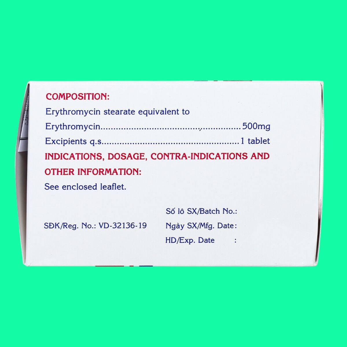 Erythromycin-500mg-Mekophar-4 Thuốc Erythromycin 500mg Mekophar