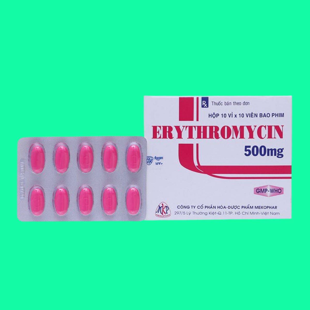 Erythromycin-500mg-Mekophar-5 Thuốc Erythromycin 500mg Mekophar