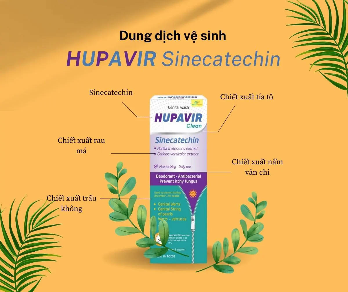 Dung dịch vệ sinh Hupavir Clean Sinecatechin 17 Dung dịch vệ sinh Hupavir Sinecatechin