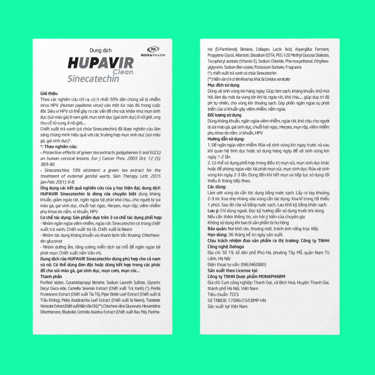 Hupavir Sinecatechin - 9 Dung dịch vệ sinh Hupavir Sinecatechin