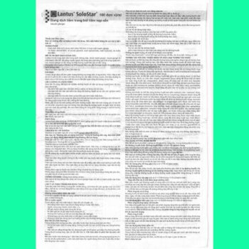 Tờ hướng dẫn sử dụng của thuốc Lantus Solostar 100IU/ml