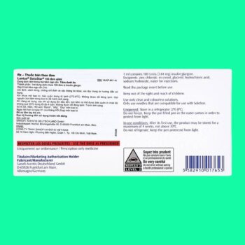 Mặt bên sau thuốc Lantus Solostar 100IU/ml